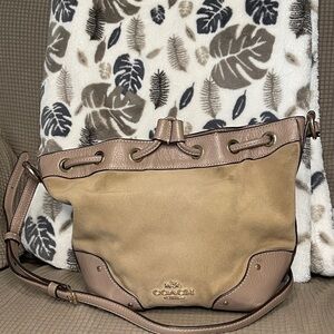 Coach Stage Coach Bucket Beige and Brown Crossbody Bag